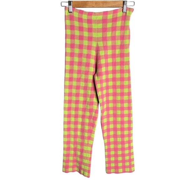 Staud Gingham Print Pant Pink / Green Size XS - Picture 2 of 4